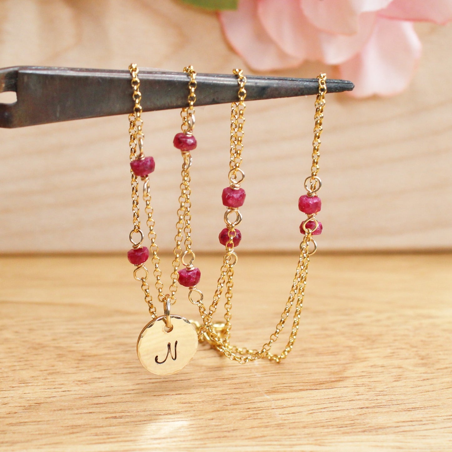 Ruby Station Chain with Initial Charm - Gold-Filled