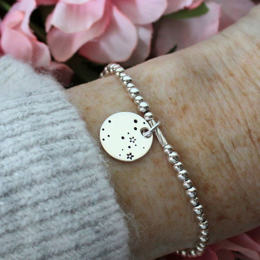 Sagittarius Constellation Charm Silver Bead Bracelet – Bella Love Drop