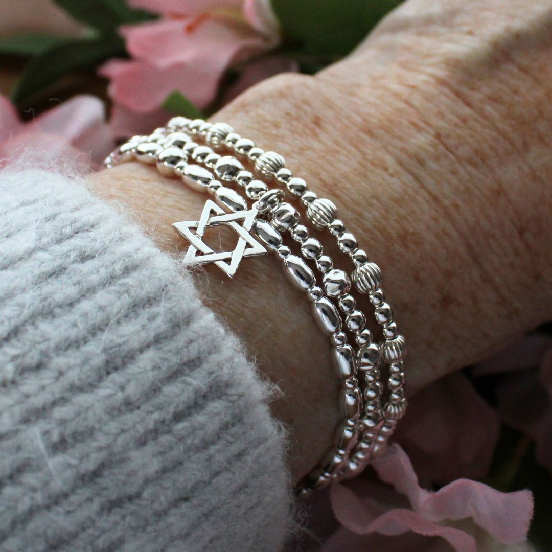 Star of David Charm Beaded Stacking Bracelet - Ivy