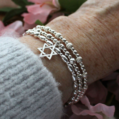 Star of David Charm Beaded Stacking Bracelet - Ivy