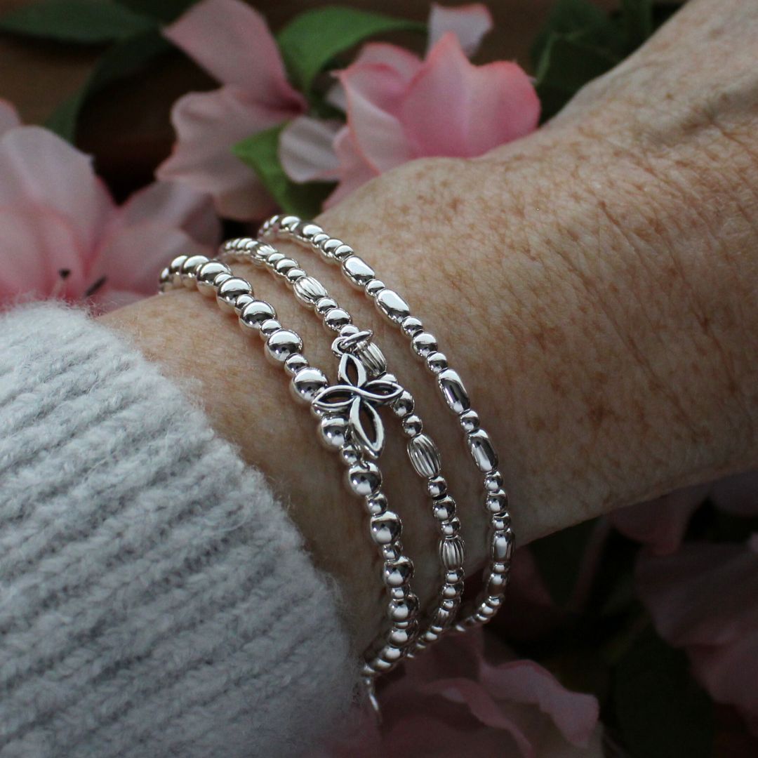 Fancy Cross Charm Beaded Stacking Bracelet - Naomie