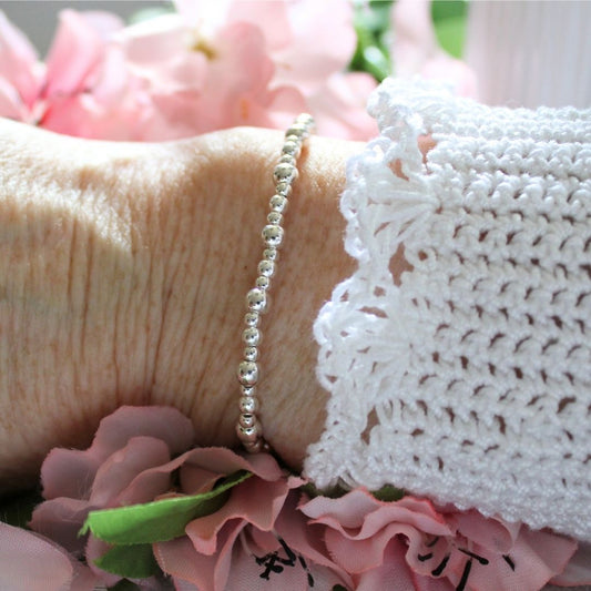 Sterling Silver Bead Stacking Bracelet - 3mm, 5mm - Lucca