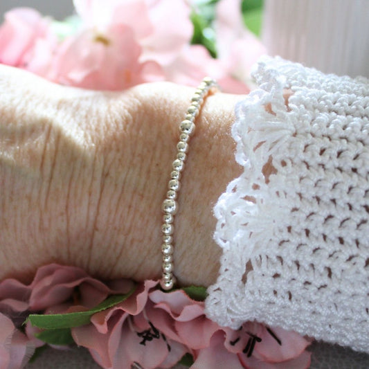 Sterling Silver Plain Multi Size Beaded Stacking Bracelet - Milano