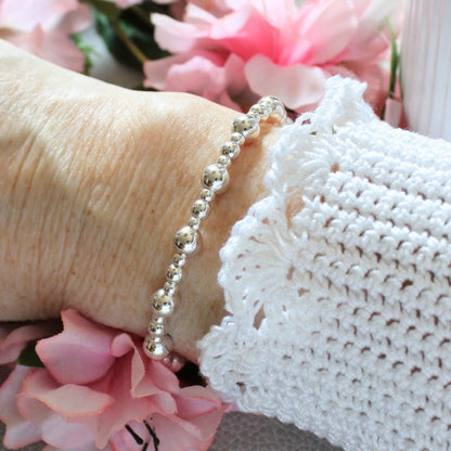 Sterling Silver Bead Stacking Bracelet - 3mm, 4mm, 6mm - Salerno
