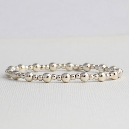 Sterling Silver Bead Stacking Bracelet - 3mm, 4mm, 6mm - Salerno