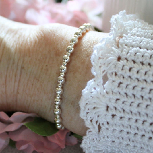 Sterling Silver Bead Stacking Bracelet - 2.5mm, 4mm - Torino