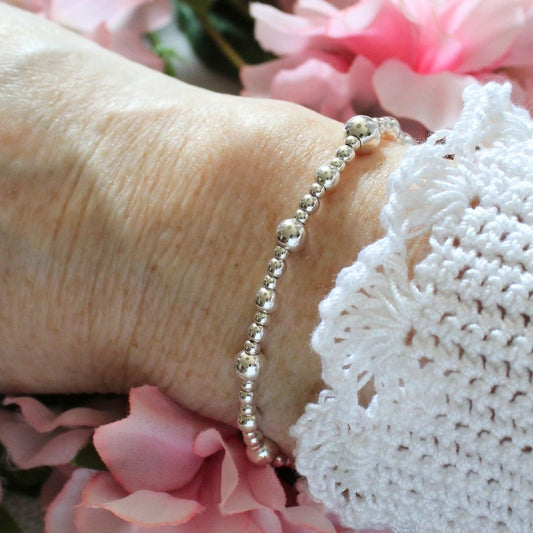 Sterling Silver Bead Stacking Bracelet - 2.5mm, 3mm, 4mm, 5mm - Verona
