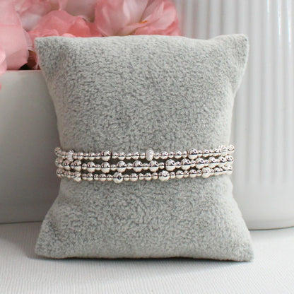 Silver Beaded Bracelet Stack –  Modern Heirloom - Natalie, Rose, Lydia