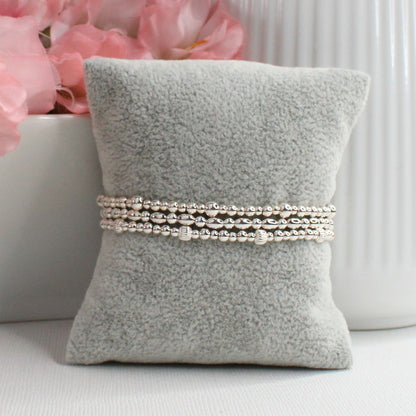 Silver Beaded Bracelet Stack –  Modern Minimalist - Sophie, Katie, Iris