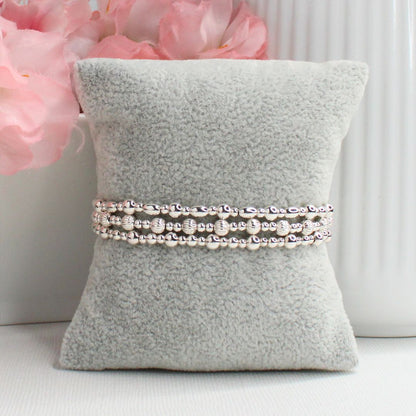 Silver Beaded Bracelet Stack –  Silver Muse - Lila, Lucy, Vivienne