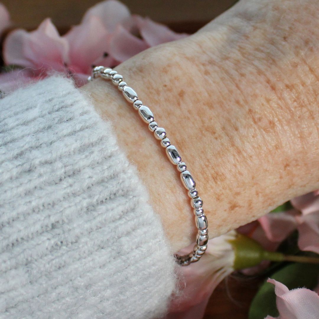Sterling Silver Beaded Bracelet – Nora | Iconic Collection