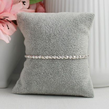 Sterling Silver Bead Stacking Bracelet - Rice & 3mm - Lodi
