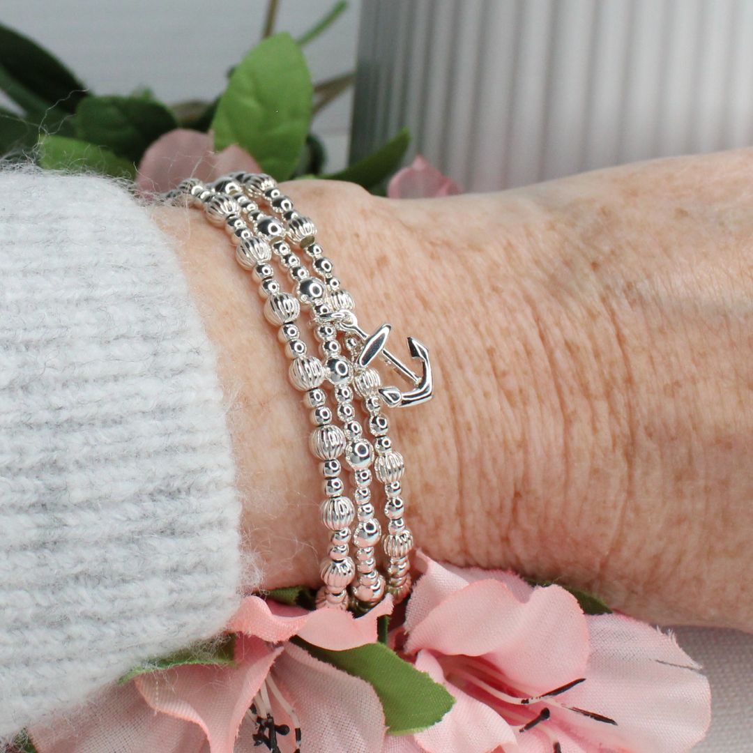 Anchor Charm Beaded Stacking Bracelet - Juliet