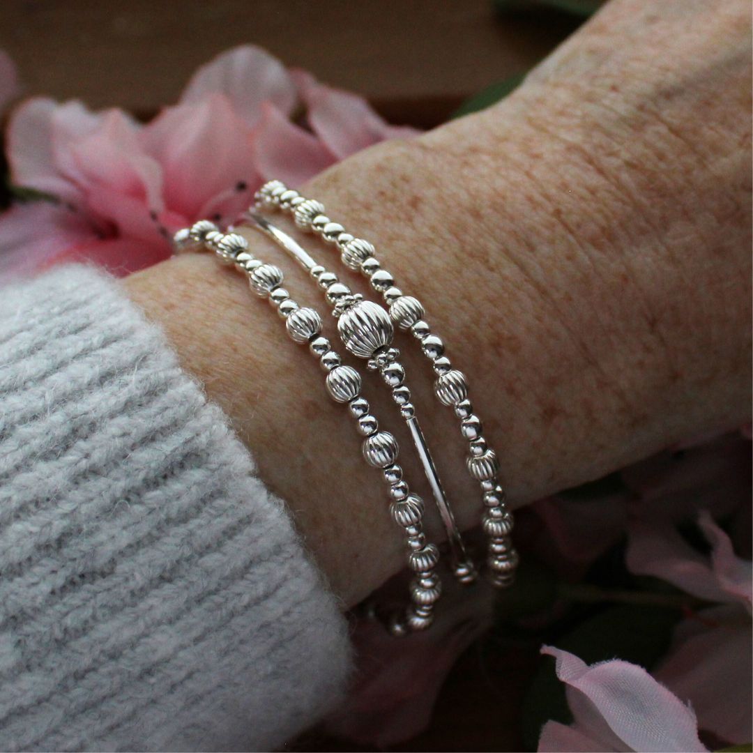 Sterling Silver Beaded Bracelet – Victoria | Limited Edition - Iconic Collection