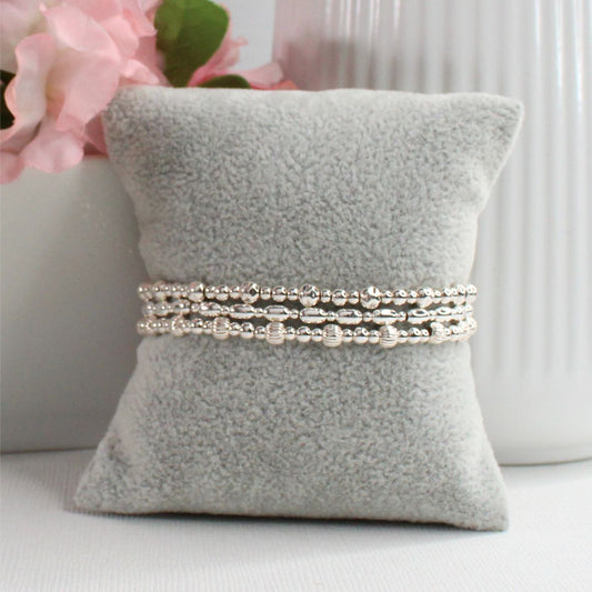 Silver Beaded Bracelet Stack –  Everyday Icons - Anna, Claire & Ivy