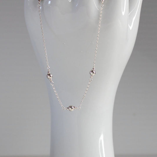 Serenity - Silver Ball Bead Station Chain Necklace