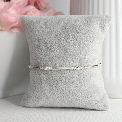 Sterling Silver Bead & Tube Stacking Bracelet - Tagliatelle #1