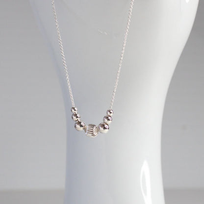 Corrugated Focal Bead Necklace Sterling Silver - Wren