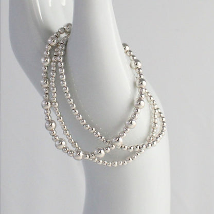 Sterling Silver Bead Stacking Bracelet - 3mm, 5mm - Lucca