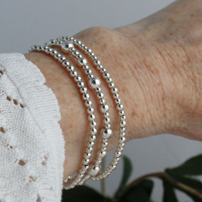 Sterling Silver Bead Stacking Bracelet - 2.5mm, 3mm, 4mm, 5mm - Verona