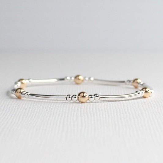 Tagliatelle -  Gold Filled Bead & Sterling Silver Tube Bracelet
