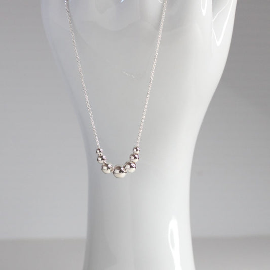 Graduated Sterling Silver Bead Necklace - Sophia