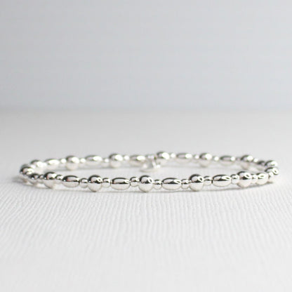 Capri - Sterling Silver Melon & Plain Bead Bracelet