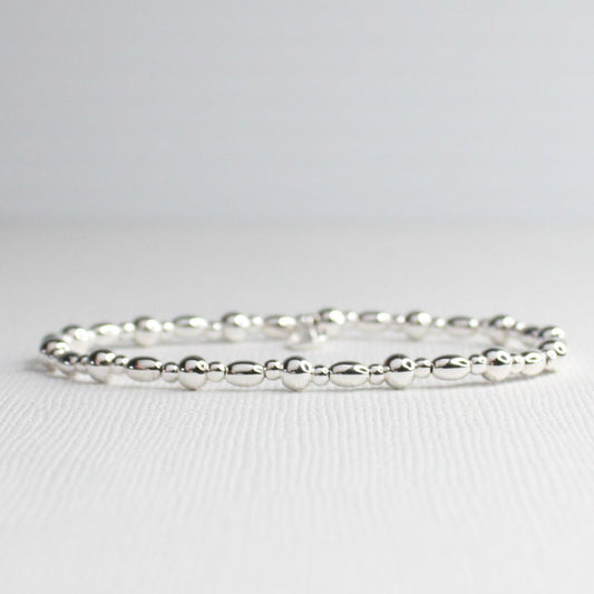 Capri - Sterling Silver Melon & Plain Bead Bracelet