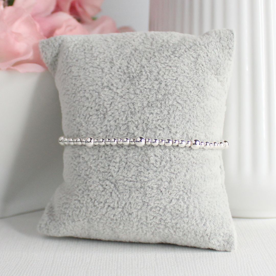 Sterling Silver Plain Multi Size Beaded Stacking Bracelet - Milano