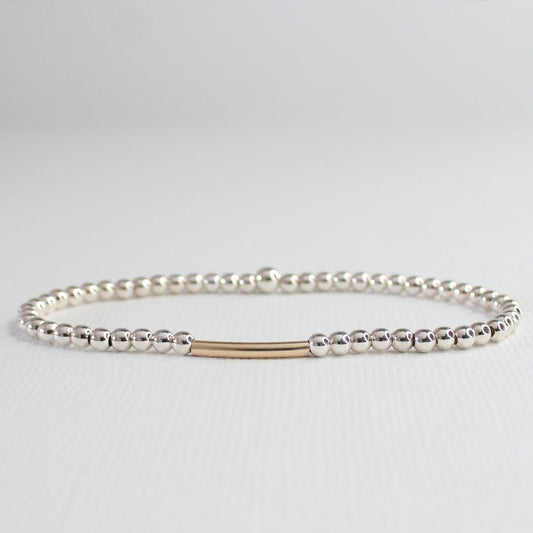 Penne - Silver Bead with Gold Tube Bracelet