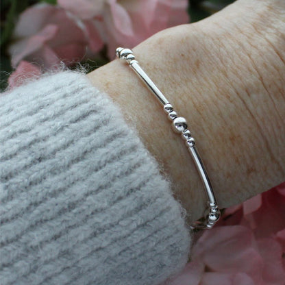 Tagliatelle -  Sterling Silver Bead & Tube Bracelet
