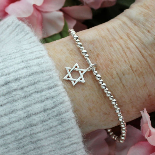 Star of David Charm Beaded Stacking Bracelet