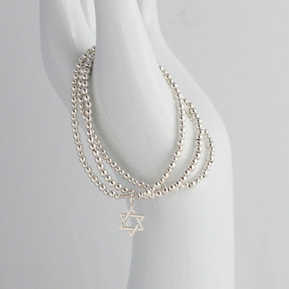 Star of David Charm Beaded Stacking Bracelet