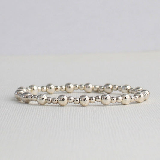 Sterling Silver Bead Stacking Bracelet - 3mm, 5mm - Lucca
