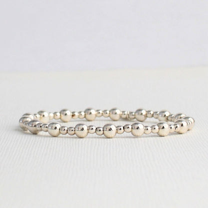 Sterling Silver Bead Stacking Bracelet - 3mm, 5mm - Lucca