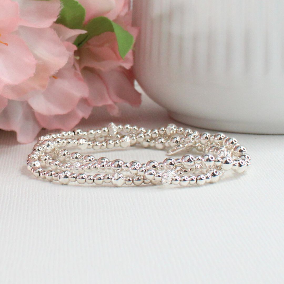 Silver Beaded Bracelet Stack –  Modern Heirloom - Natalie, Rose, Lydia