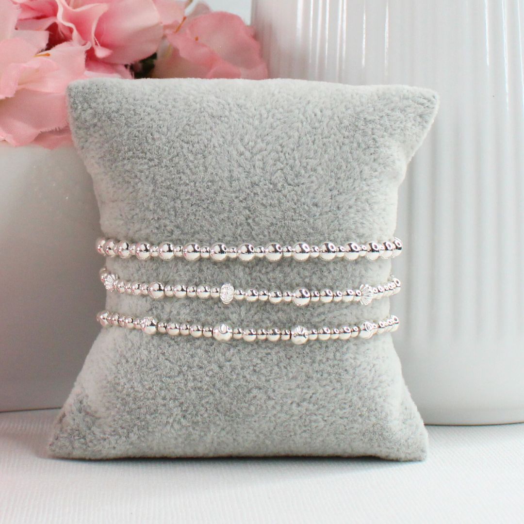 Silver Beaded Bracelet Stack –  Modern Heirloom - Natalie, Rose, Lydia