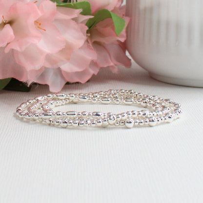 Silver Beaded Bracelet Stack –  Petite Power - Juliet, Chloe, Julia