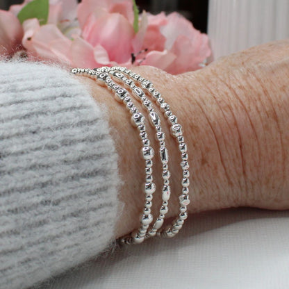 Silver Beaded Bracelet Stack –  Petite Power - Juliet, Chloe, Julia