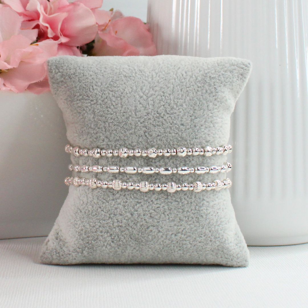 Silver Beaded Bracelet Stack –  Everyday Icons - Anna, Claire & Ivy