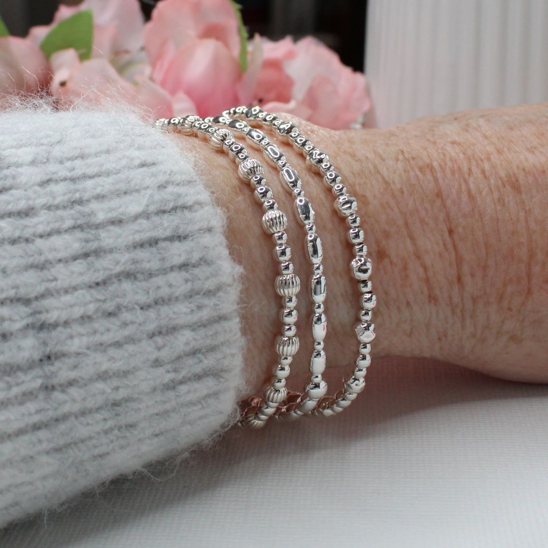 Silver Beaded Bracelet Stack –  Everyday Icons - Anna, Claire & Ivy