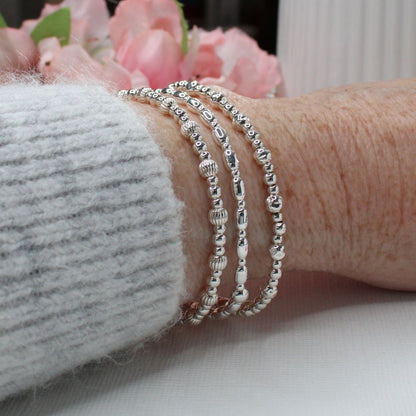 Silver Beaded Bracelet Stack –  Everyday Icons - Anna, Claire & Ivy
