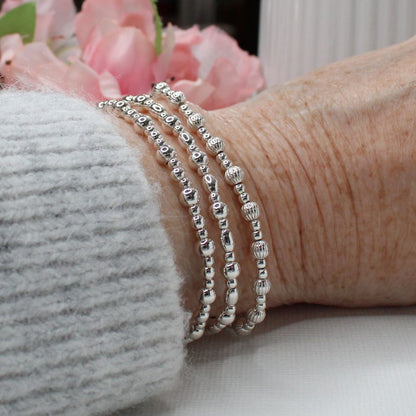 Silver Beaded Bracelet Stack –  Silver Muse - Lila, Lucy, Vivienne