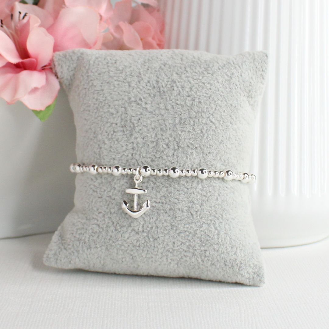 Anchor Charm Beaded Stacking Bracelet - Juliet