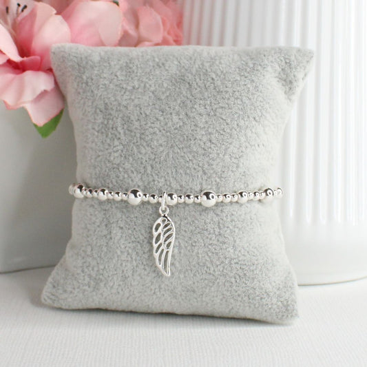 Angel Wing Charm Beaded Stacking Bracelet - Caroline