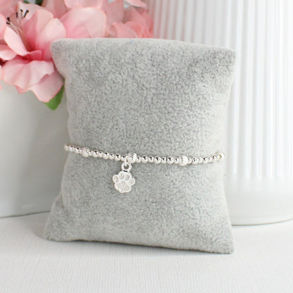 Dog Paw Charm Beaded Stacking Bracelet - Sophie