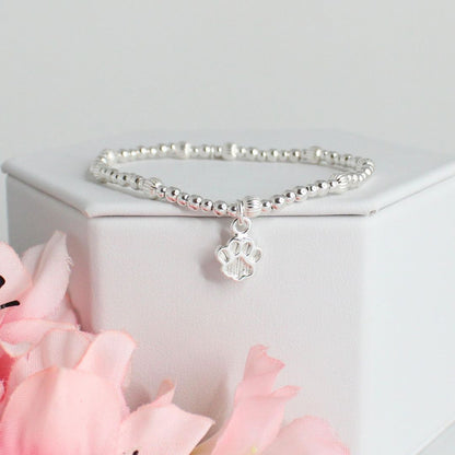 Dog Paw Charm Beaded Stacking Bracelet - Sophie