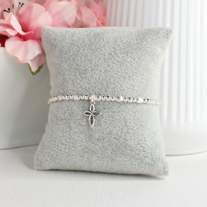 Fancy Cross Charm Beaded Stacking Bracelet - Naomie