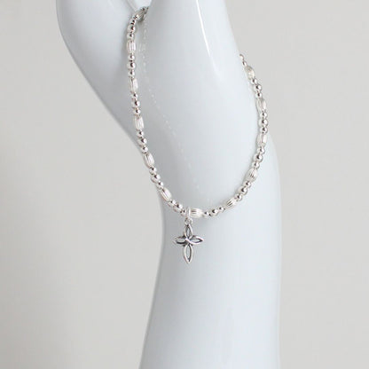 Fancy Cross Charm Beaded Stacking Bracelet - Naomie