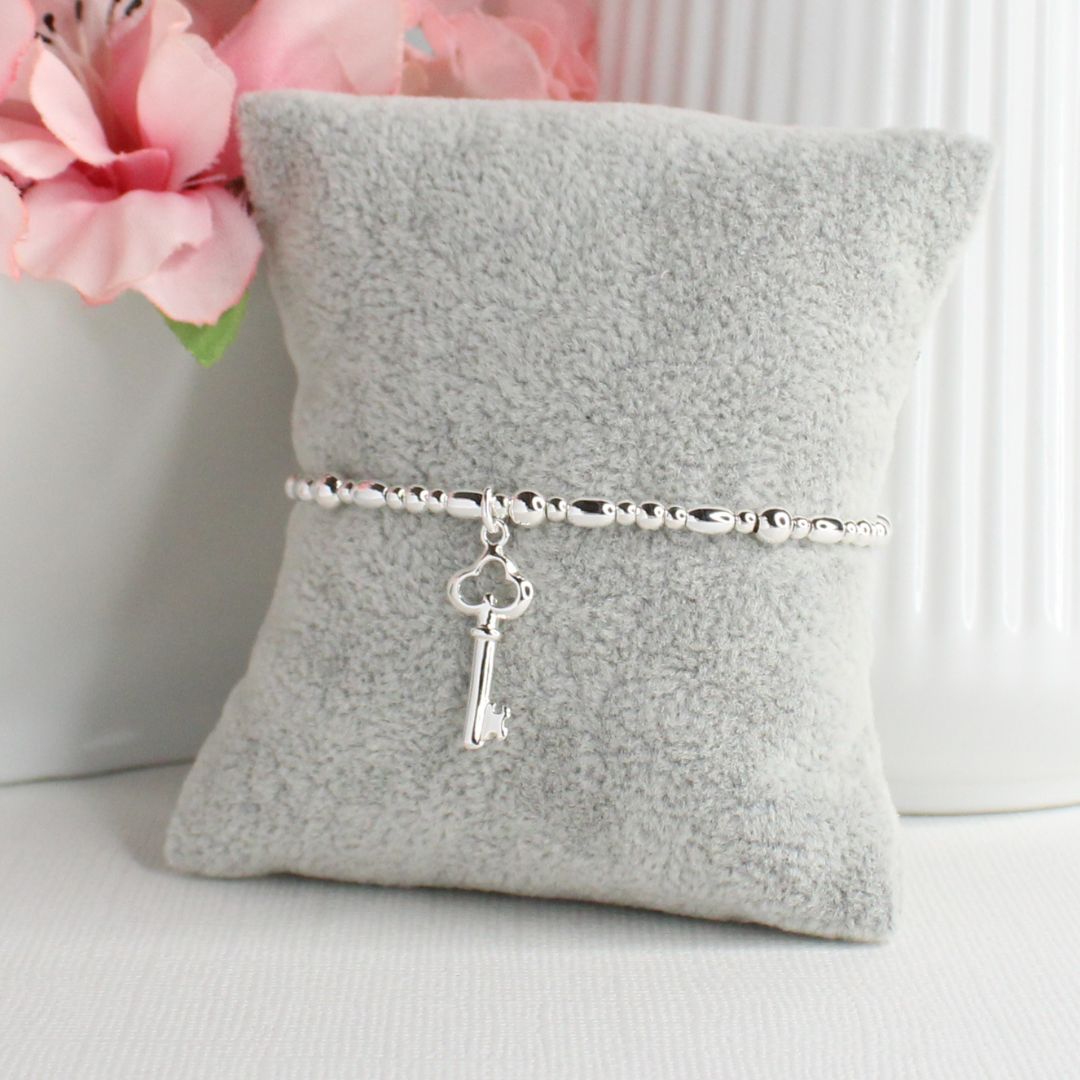 Key Charm Beaded Stacking Bracelet - Amelia